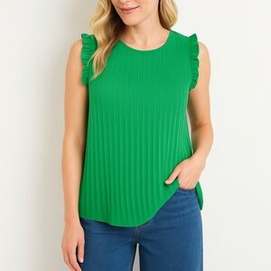 Maurices Green Sleeveless Pleated Tank Top
